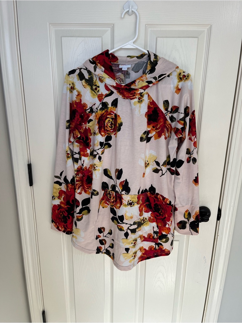 LuLaRoe Floral Hooded Tunic in Blush, Red and Cream